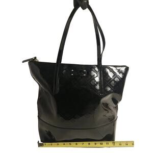 Kate Spade Shiney Black Tote Bag with Spade Inlay Design